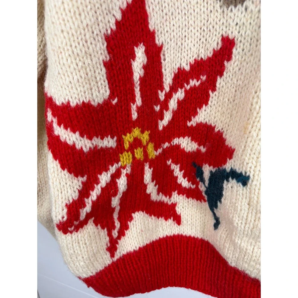 Vintage Eagles Eye Reindeer Wool Mohair Hand Knit Sweater Men S Christmas Ugly